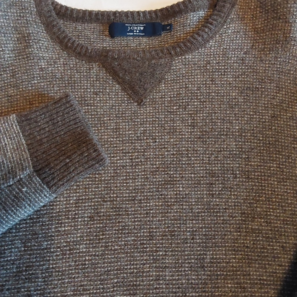 J Crew Women's Lambs Wool XL Pullover Brown Soft Waffle‎ Knit Warm Sweater